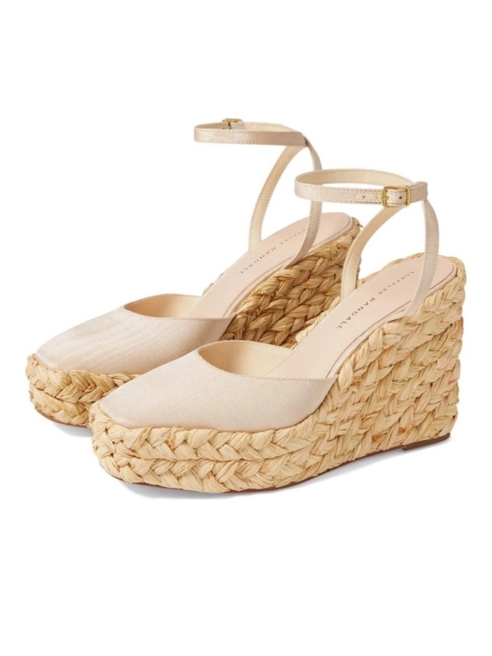 Loeffler‎ Randall Tallulah Cream Espadrille Wedges Women's Sz 10 B